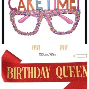 Colorful Birthday Celebration Glasses and Sash Set